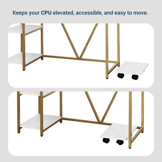 Alt view image 6 of 7 - Industrial Writing Desk, Gold