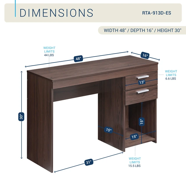 Alt view image 6 of 7 - Home Office Workstation with Storage, Espresso