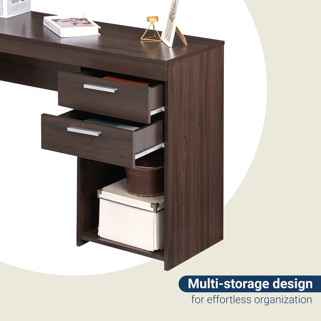 Alt view image 4 of 7 - Home Office Workstation with Storage, Espresso