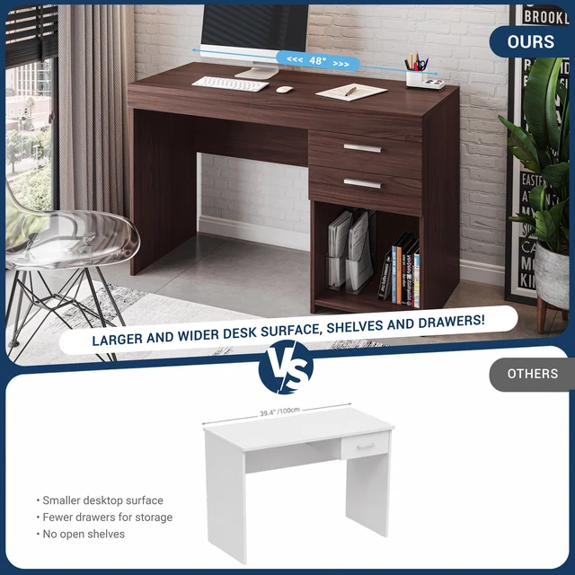 Alt view image 7 of 7 - Home Office Workstation with Storage, Espresso