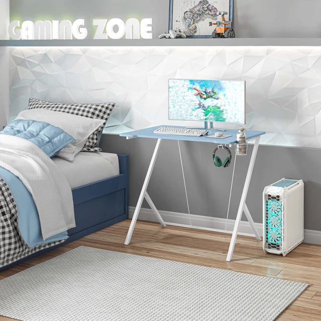 Alt view image 2 of 7 - Kids Gaming Desk,Blue