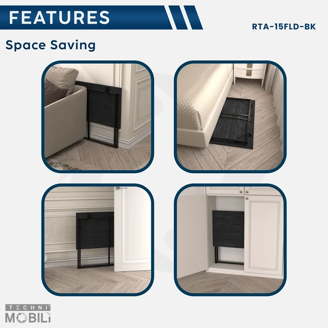 Alt view image 3 of 7 - Space Saving Folding Desk - Black