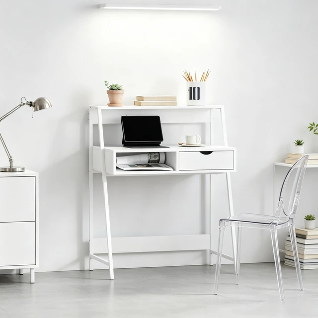 Alt view image 5 of 7 - Space-Saving Study Table with Integrated Drawer,Versatile Computer Desk Designed for Small Rooms,Home Desk,Compact Writing Desk