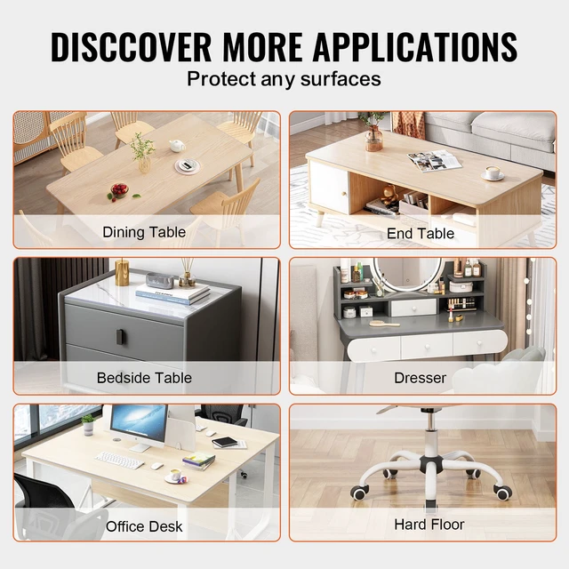 Alt view image 6 of 7 - Plastic Table Cover, 14 x 24 Inch 1.5 mm Thick Clear Table Protector, Rectangle PVC Desk Mat, Waterproof & Easy Cleaning Desk Pad Tablecloth, for Office Dresser Dining Room Table Night Stand