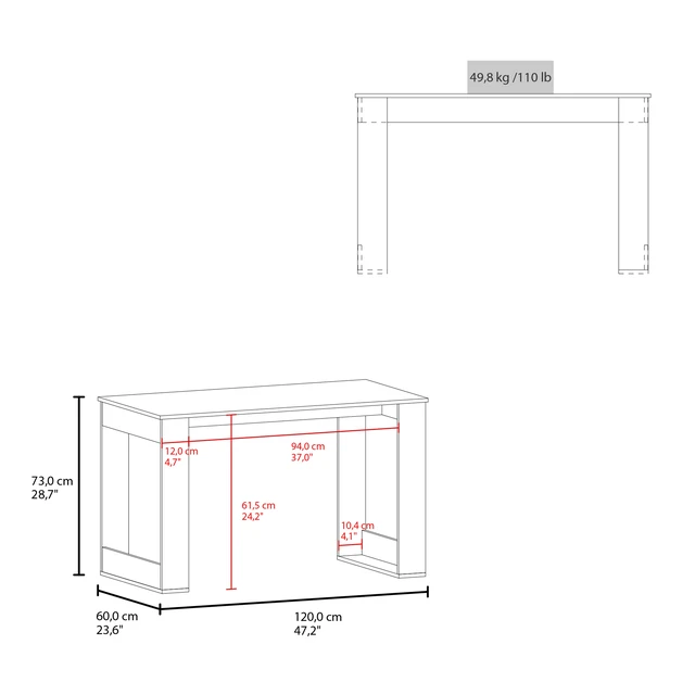 Alt view image 5 of 7 - Oviedo Writing Desk Classic Home Office Solution for Remote Learning and Work Functionality Featuring Spacious Tabletop and Durable Design Engineered for Modern Task Management