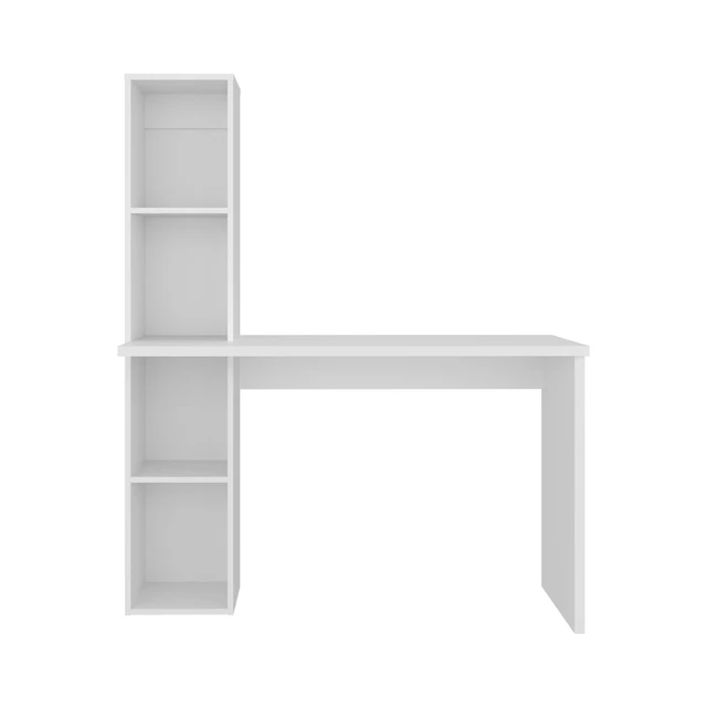 Alt view image 2 of 7 - Aston Modern Computer Desk with Integrated Booshelf with Multi-Tier Open Shelves