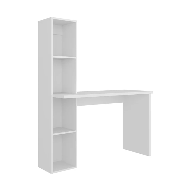 Alt view image 3 of 7 - Aston Modern Computer Desk with Integrated Booshelf with Multi-Tier Open Shelves