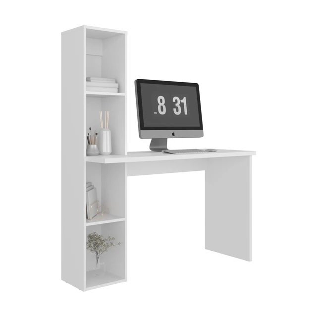 Alt view image 5 of 7 - Aston Modern Computer Desk with Integrated Booshelf with Multi-Tier Open Shelves