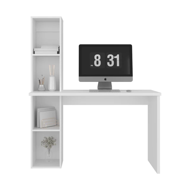 Alt view image 4 of 7 - Aston Modern Computer Desk with Integrated Booshelf with Multi-Tier Open Shelves