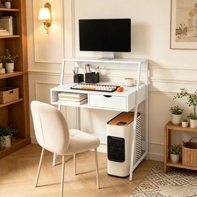 Alt view image 2 of 7 - Space-Saving Study Table with Integrated Drawer,Versatile Computer Desk Designed for Small Rooms,Home Desk,Compact Writing Desk