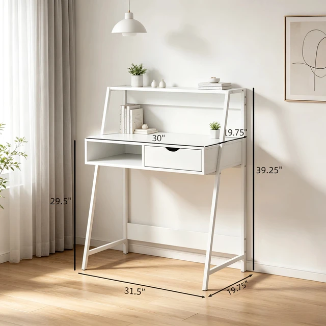 Alt view image 4 of 7 - Space-Saving Study Table with Integrated Drawer,Versatile Computer Desk Designed for Small Rooms,Home Desk,Compact Writing Desk