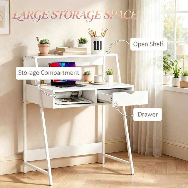 Alt view image 7 of 7 - Space-Saving Study Table with Integrated Drawer,Versatile Computer Desk Designed for Small Rooms,Home Desk,Compact Writing Desk