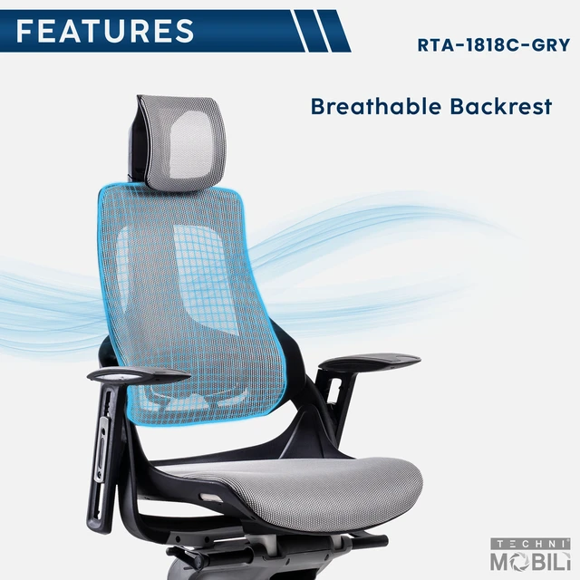 Alt view image 7 of 7 - LUX Ergonomic Executive Chair, Grey
