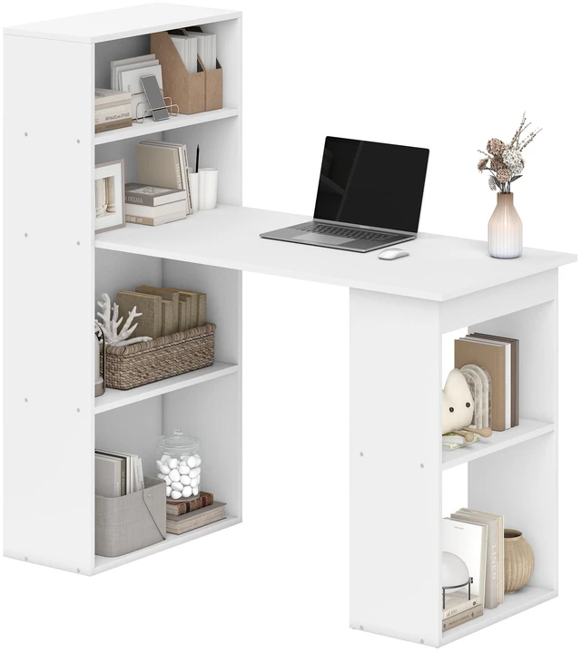 Main image of Computer Desk with Storage Shelves, Writing Desk Workstation