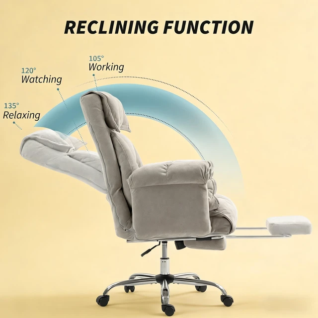 Alt view image 3 of 7 - Reclining Desk Chair with Rolling Wheels,High Back Office Chair
