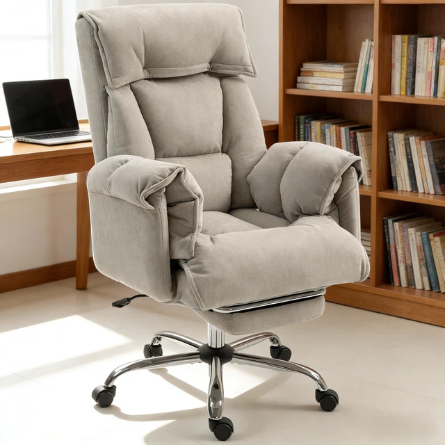 Alt view image 4 of 7 - Reclining Desk Chair with Rolling Wheels,High Back Office Chair