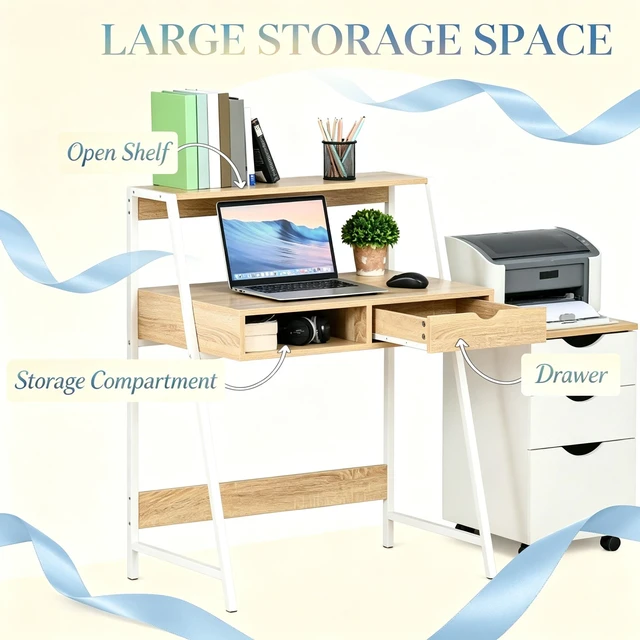 Alt view image 3 of 5 - Modern-Style Writing Desk,Computer Desk,Office desk