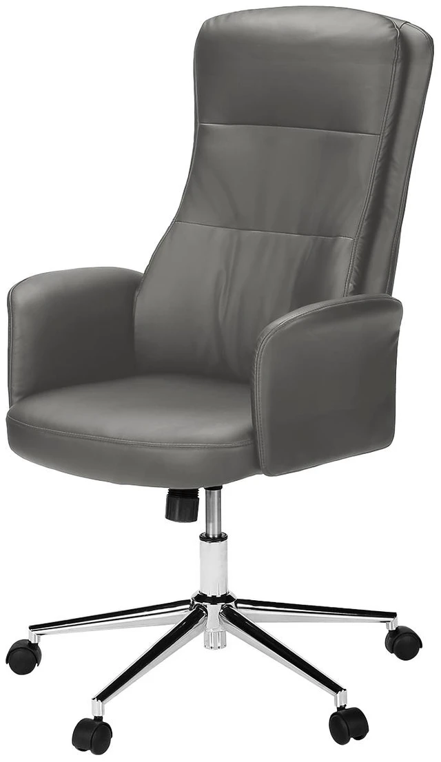 Alt view image 2 of 4 - Office Chair, Swivel, Adjustable Height, Armrests, Ergonomic, Work, Grey Leather Look, Chrome Metal, Contemporary, Modern