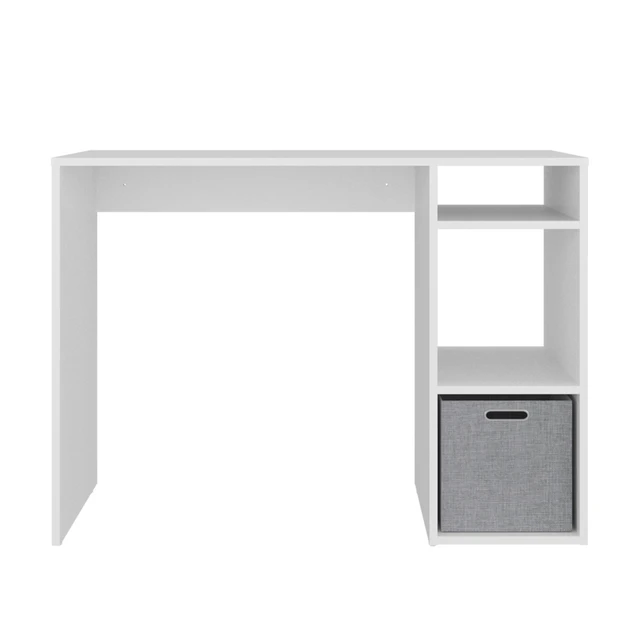 Alt view image 5 of 7 - Computer Desk with 3 Shelves and 1 Basket - White
