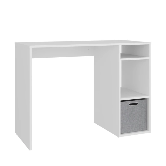 Alt view image 6 of 7 - Dalia Compact Computer Desk with 3-Tier Side Open Storage Shelves, Manufactured Wood Home Office Table