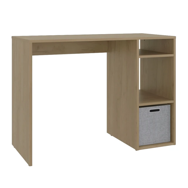 Alt view image 5 of 7 - Dalia Compact Computer Desk with 3-Tier Side Open Storage Shelves, Manufactured Wood Home Office Table