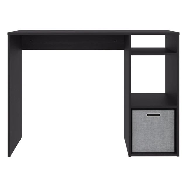 Alt view image 3 of 7 - Dalia Compact Computer Desk with 3-Tier Side Open Storage Shelves, Manufactured Wood Home Office Table