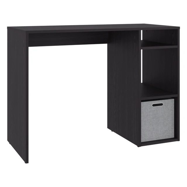 Alt view image 6 of 7 - Dalia Compact Computer Desk with 3-Tier Side Open Storage Shelves, Manufactured Wood Home Office Table