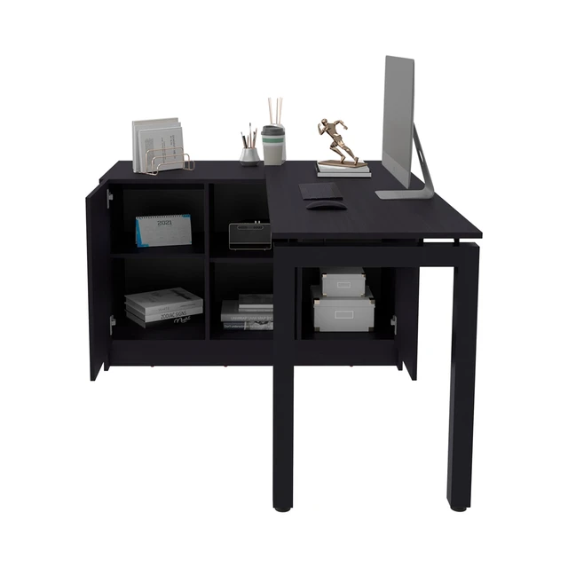 Alt view image 5 of 7 - Wenge Desk with Two Open Storage Shelf