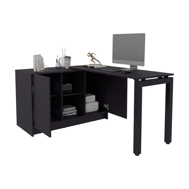 Alt view image 4 of 7 - Wenge Desk with Two Open Storage Shelf