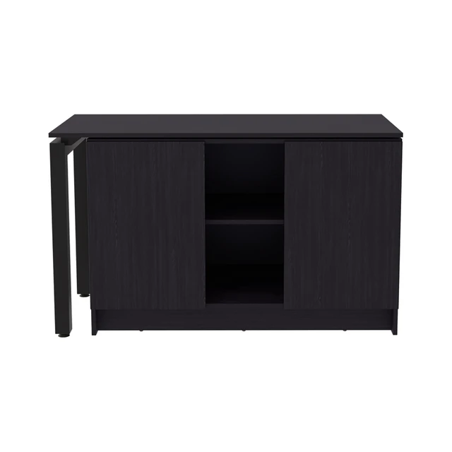 Alt view image 3 of 7 - Wenge Desk with Two Open Storage Shelf