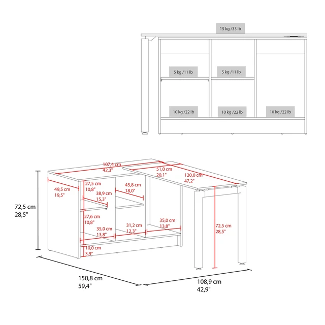 Alt view image 6 of 7 - Wenge Desk with Two Open Storage Shelf