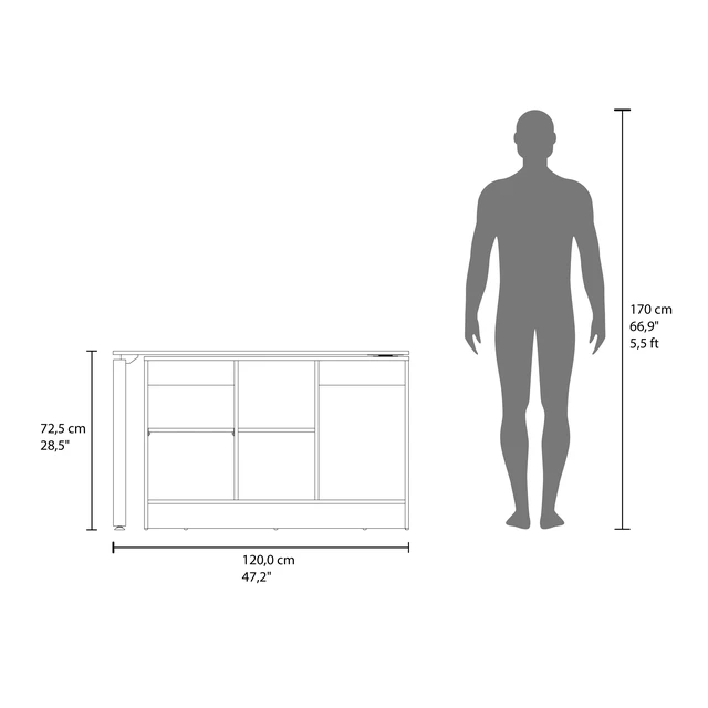 Alt view image 7 of 7 - Wenge Desk with Two Open Storage Shelf
