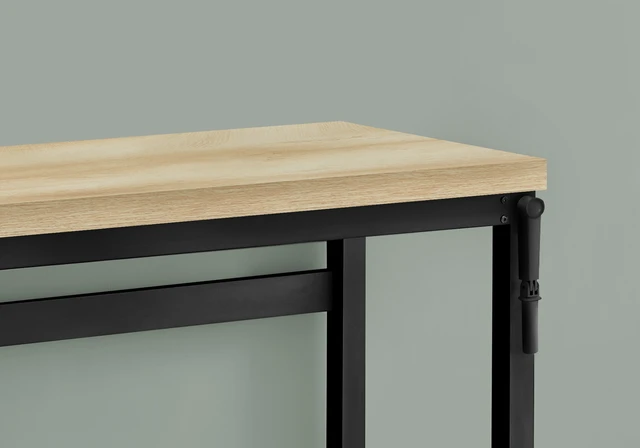 Alt view image 4 of 7 - Computer Desk, Home Office, Standing, Adjustable, 48"l, Work, Laptop, Natural Laminate, Black Metal, Contemporary, Modern