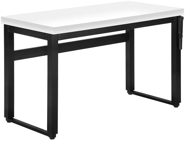 Main image of Computer Desk, Home Office, Standing, Adjustable, 48"l, Work, Laptop, White Laminate, Black Metal, Contemporary, Modern