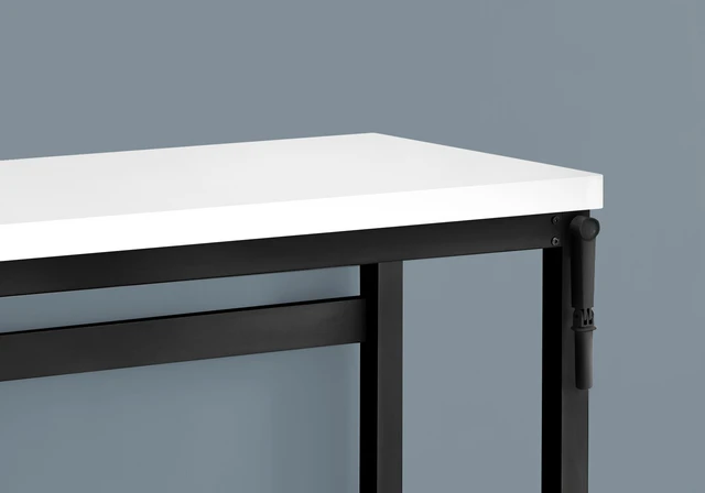 Alt view image 2 of 7 - Computer Desk, Home Office, Standing, Adjustable, 48"l, Work, Laptop, White Laminate, Black Metal, Contemporary, Modern