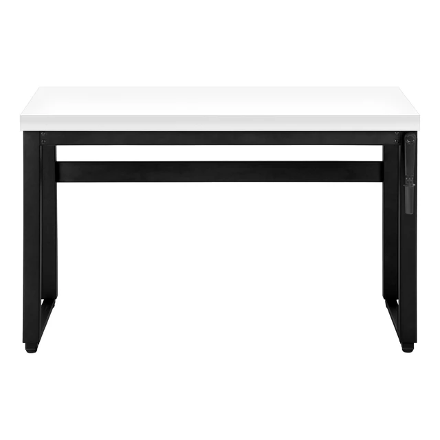 Alt view image 7 of 7 - Computer Desk, Home Office, Standing, Adjustable, 48"l, Work, Laptop, White Laminate, Black Metal, Contemporary, Modern