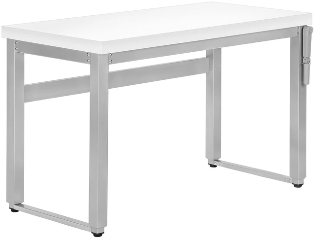 Main image of Computer Desk, Home Office, Standing, Adjustable, 48"l, Work, Laptop, White Laminate, Grey Metal, Contemporary, Modern
