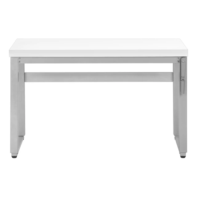 Alt view image 7 of 7 - Computer Desk, Home Office, Standing, Adjustable, 48"l, Work, Laptop, White Laminate, Grey Metal, Contemporary, Modern