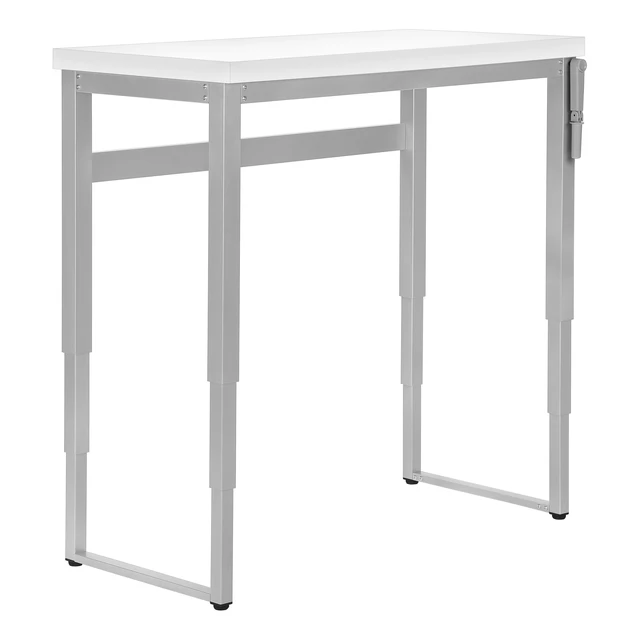 Alt view image 6 of 7 - Computer Desk, Home Office, Standing, Adjustable, 48"l, Work, Laptop, White Laminate, Grey Metal, Contemporary, Modern