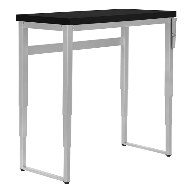 Alt view image 6 of 7 - Computer Desk, Home Office, Standing, Adjustable, 48"l, Work, Laptop, Black Laminate, Grey Metal, Contemporary, Modern