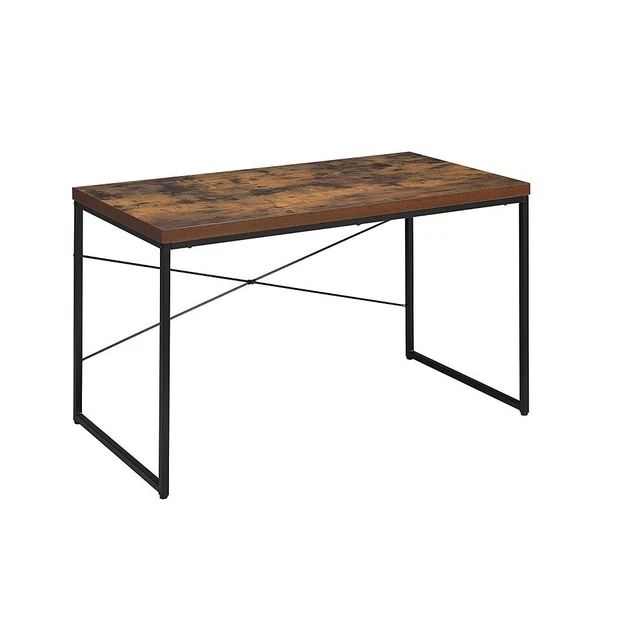 Alt view image 2 of 5 - Industrial Style 1pc Writing Desk Wooden Weathered Oak Finish Black Metal Frame Laptop Table Home Office Furniture