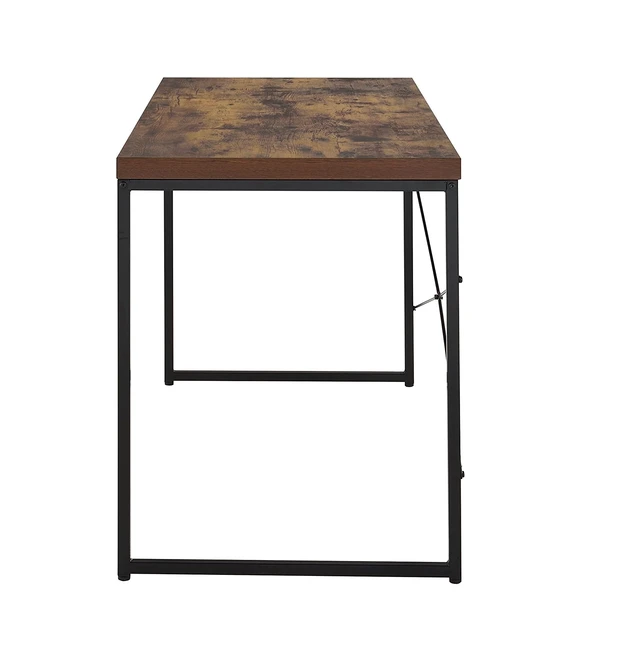 Alt view image 4 of 5 - Industrial Style 1pc Writing Desk Wooden Weathered Oak Finish Black Metal Frame Laptop Table Home Office Furniture