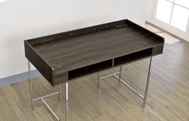 Alt view image 5 of 5 - Modern Contemporary USB Supported Computer Desk With Drawer Space Providing Storage, Wood And Steel Construction