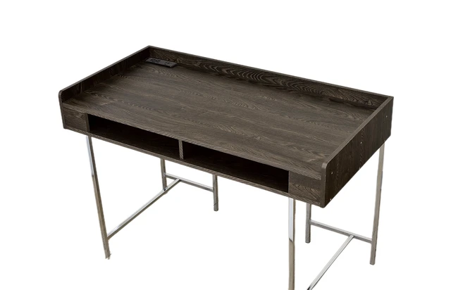 Alt view image 2 of 5 - Modern Contemporary USB Supported Computer Desk With Drawer Space Providing Storage, Wood And Steel Construction