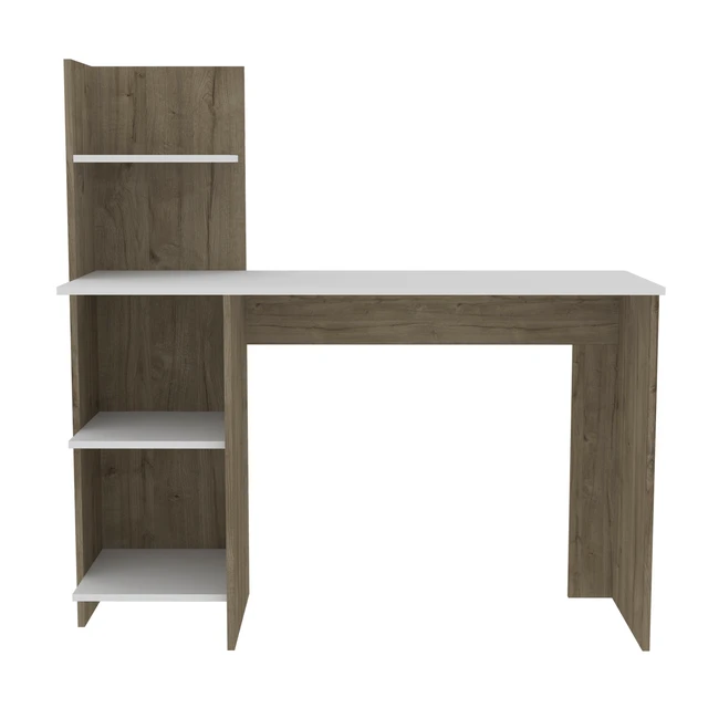 Alt view image 2 of 6 - Vilna 120 Writing Desk , Four Shelves -Light Oak / White