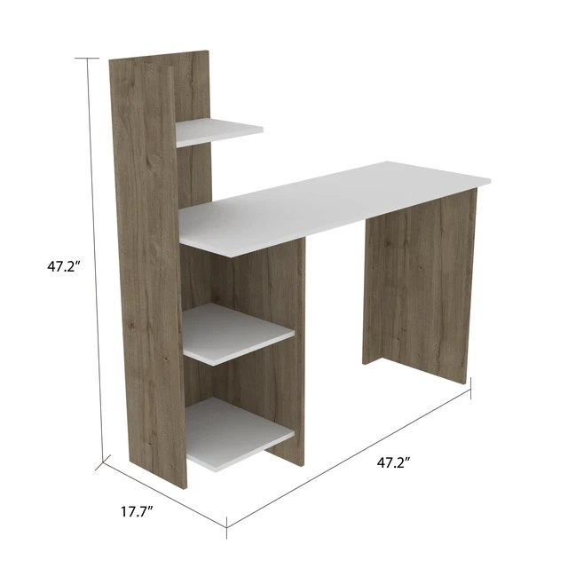Alt view image 4 of 6 - Vilna 120 Writing Desk , Four Shelves -Light Oak / White