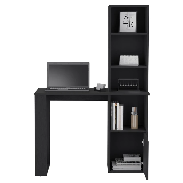 Alt view image 5 of 7 - Iowa Computer Desk with 1-Cabinet and 4-Tier Bookcase