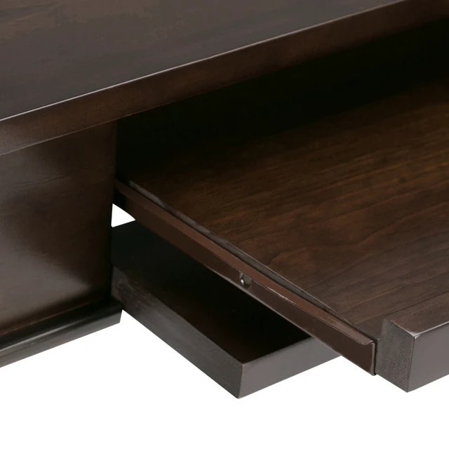Alt view image 2 of 7 - Carlton 42 inch Wide Solid Wood Home Office Desk in Brunette Brown