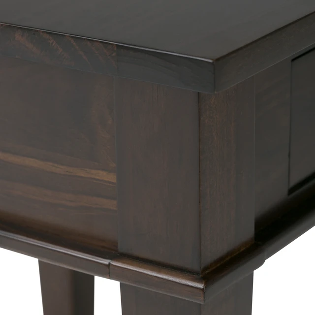 Alt view image 3 of 7 - Carlton 42 inch Wide Solid Wood Home Office Desk in Brunette Brown