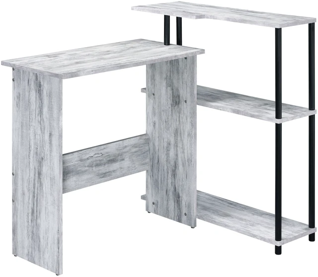 Main image of Antique White and Black Office Desk with Bookshelf